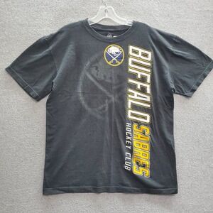 Buffalo Sabres Men T-Shirt Large Black Logo Graphic Print‎ NHL Crew Neck Tee